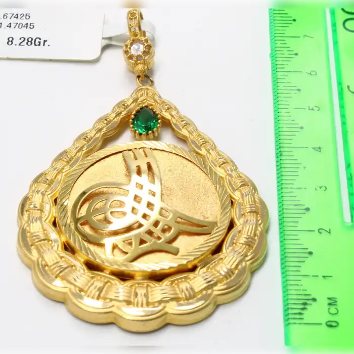 14 Ayar Taşlı Tasarım Kolye Ucu