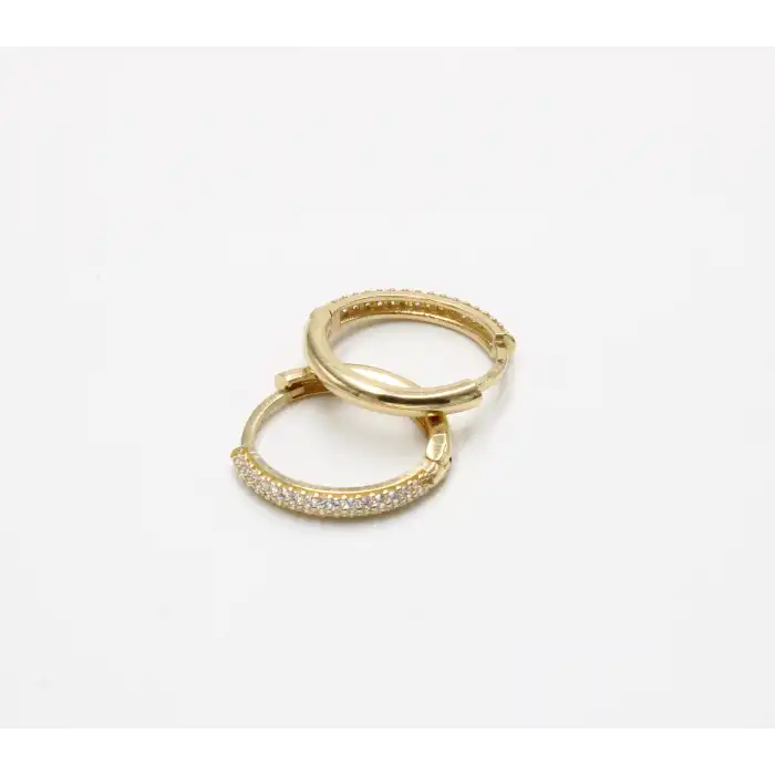 14 Ayar Taşlı Yeşil Renk Halka Küpe