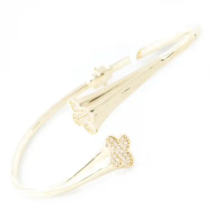 14 Ayar Taşlı Yonca Model Kelepçe