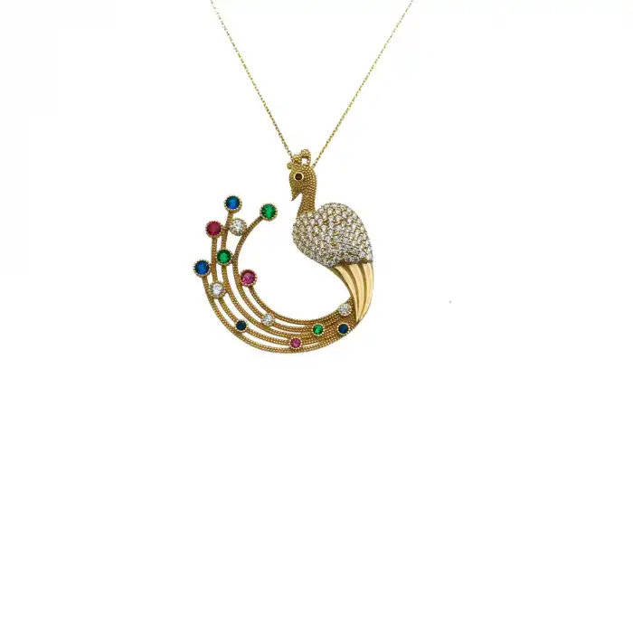 14 Ayar Tavuz Kuş Minimal Kolye