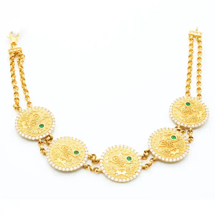 14 Ayar Tuğralı Taşlı Bileklik