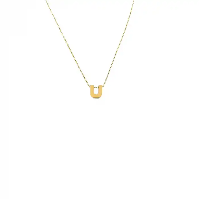 14 Ayar U Harf Minimal Kolye