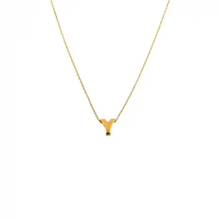 14 Ayar Y Harf Minimal Kolye