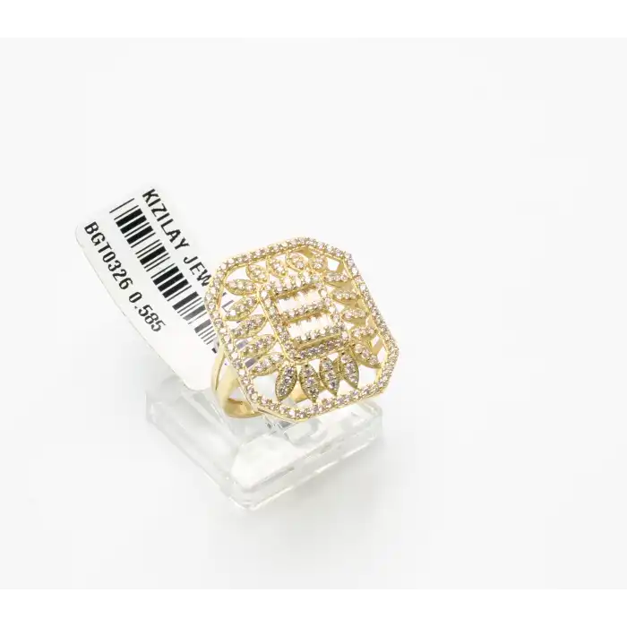 14 Ayar Yeşil Renk Baget Yüzük