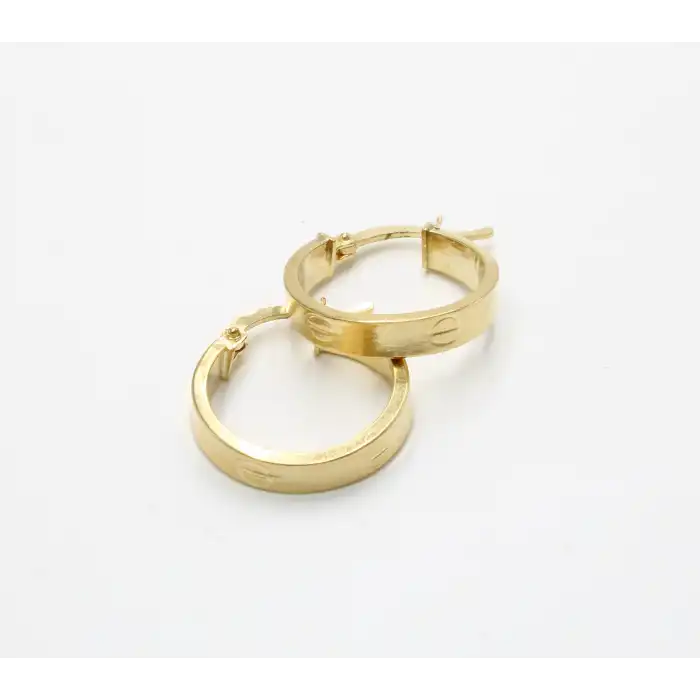 14 Ayar Yeşil Renk Cartier Model Küpe