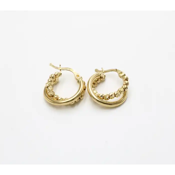 14 Ayar Yeşil Renk Dorikalı Küpe