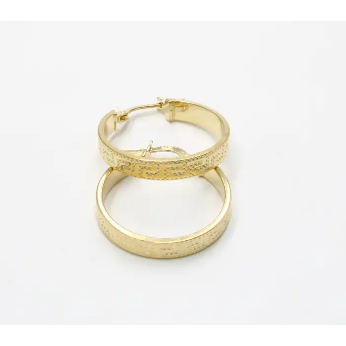 14 Ayar Yeşil Renk Halka Küpe