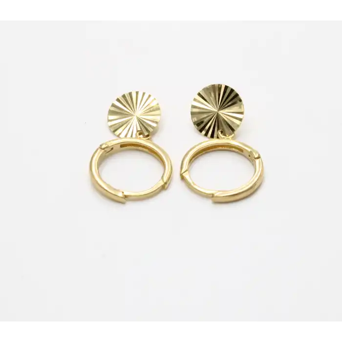 14 Ayar Yeşil Renk Pullu Küpe