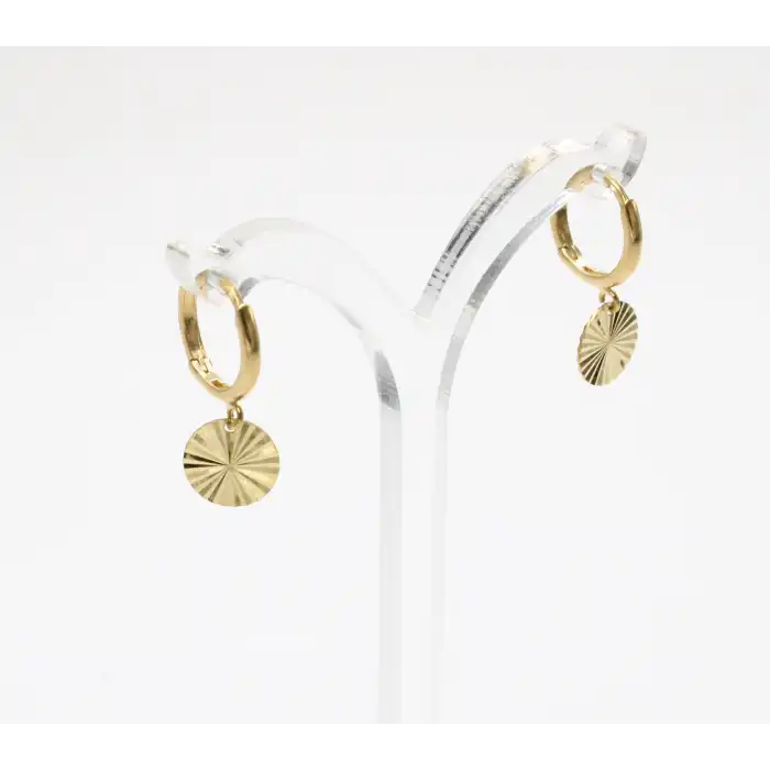 14 Ayar Yeşil Renk Pullu Küpe