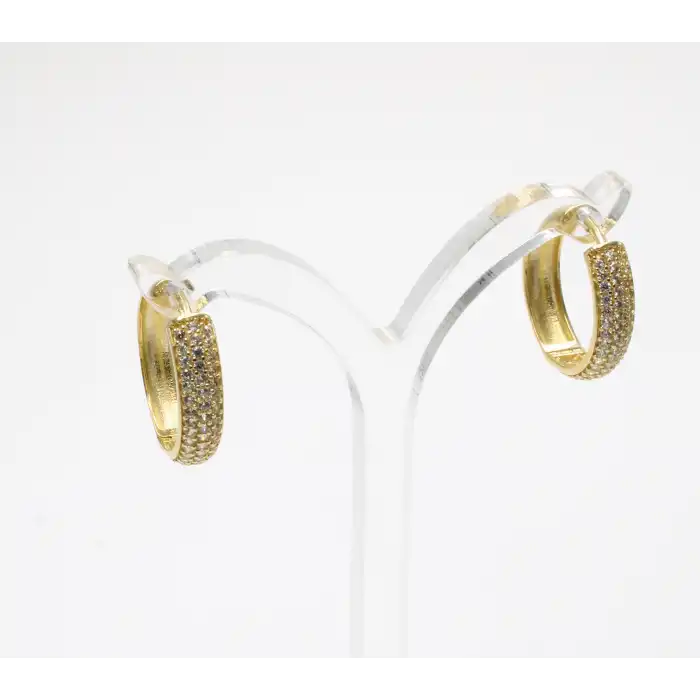 14 Ayar Yeşil Renk Taşlı Küpe