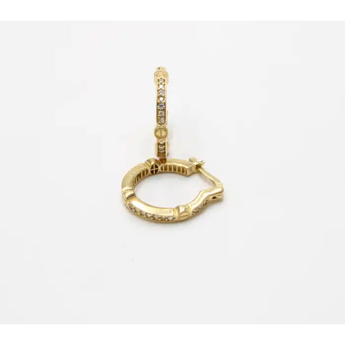 14 Ayar Yeşil Renk Taşlı Tasarım Küpe