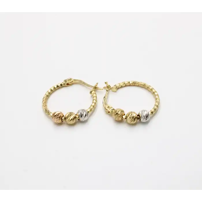 14 Ayar Yeşil Renkli Dorikalı Küpe