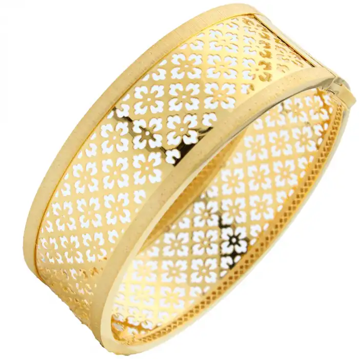 14 Ayar Yonca Desen Kelepçe Bilezik