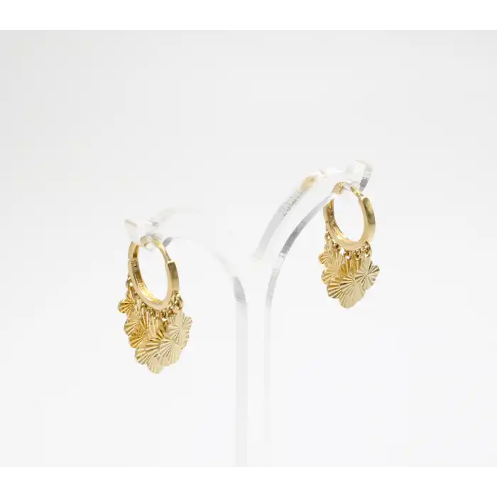 14 Ayar Yonca Desen Pullu Küpe