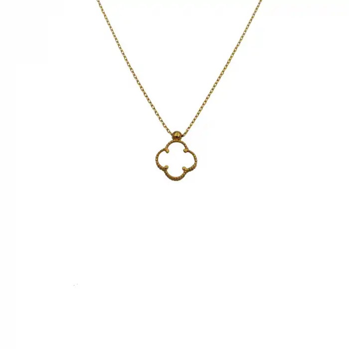 14 Ayar Yonca Minimal Kolye