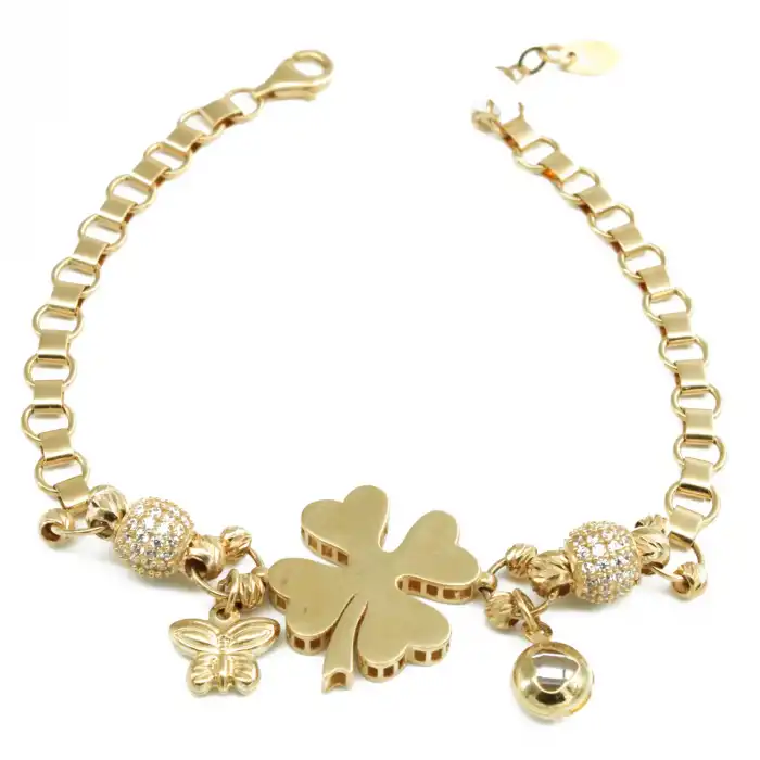 14 Ayar Yonca Taşlı Bileklik