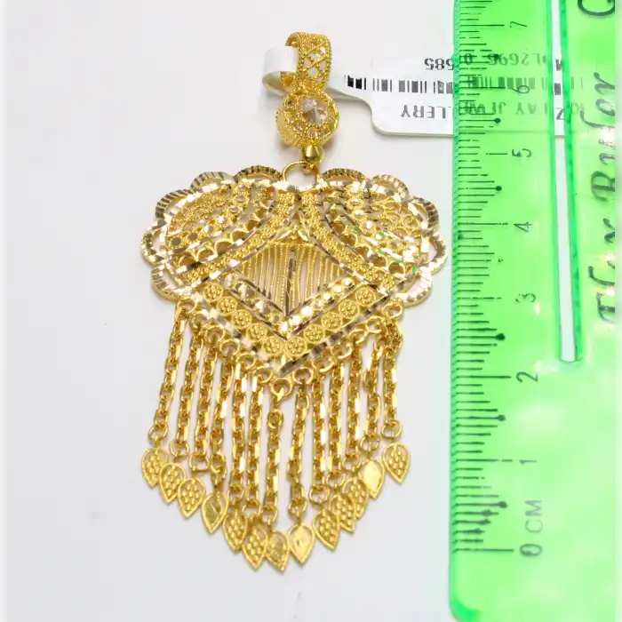 14 Ayar Zincirli Desenli Hint Kolye Ucu