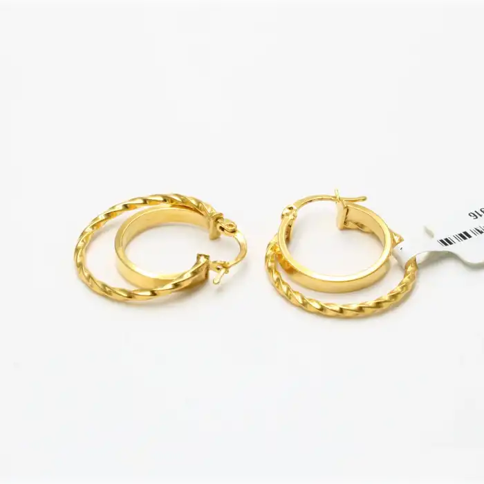 22 Ayar 2 Halkalı Küpe