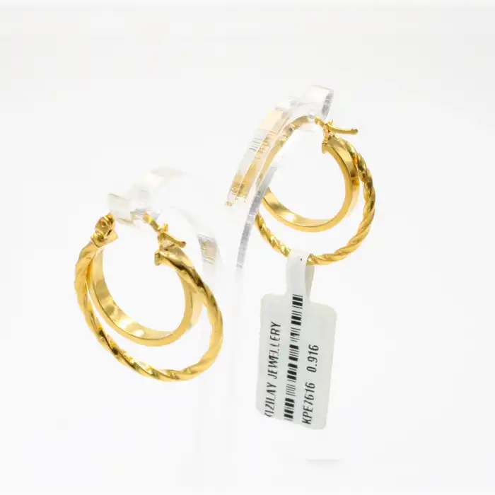 22 Ayar 2 Halkalı Küpe