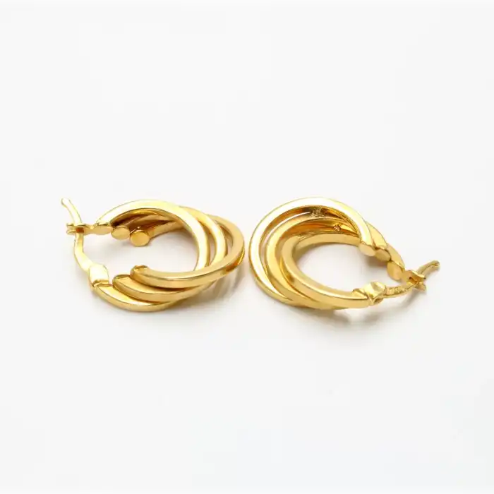 22 Ayar 3 Halkalı Küpe