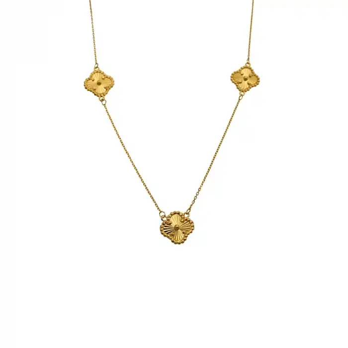 22 Ayar 3 Yonca Minimal Kolye