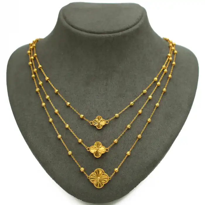 22 Ayar 3 Yoncalı Kolye