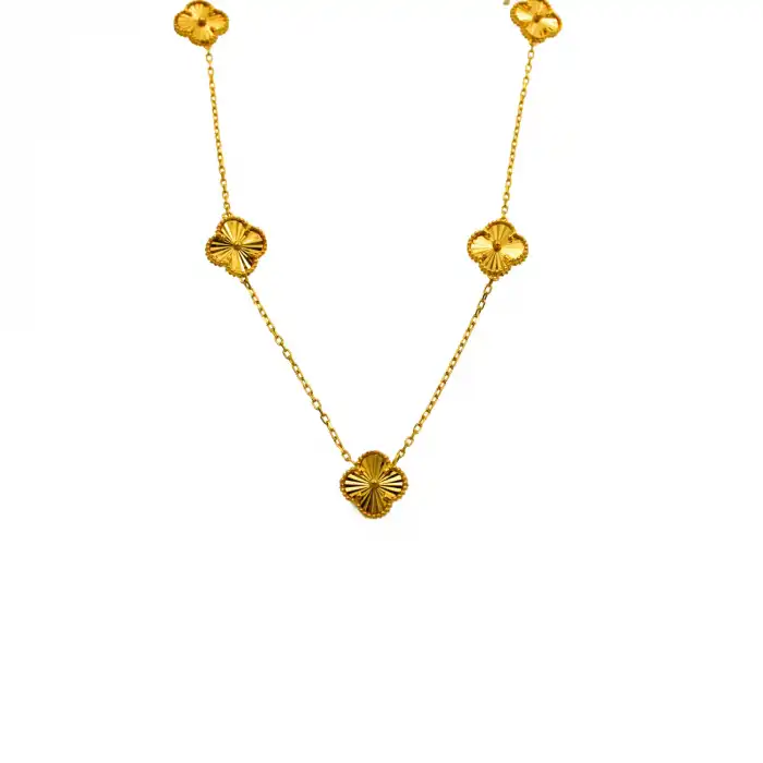 22 Ayar 5 Yonca Minimal Kolye