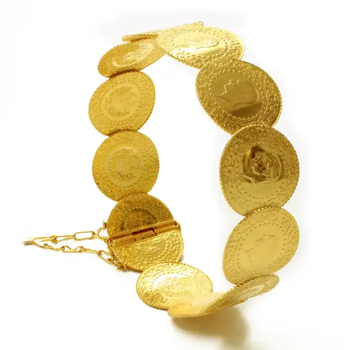 22 Ayar Altın 12 Çeyrekli Kasnak Kelepçe Bilezik