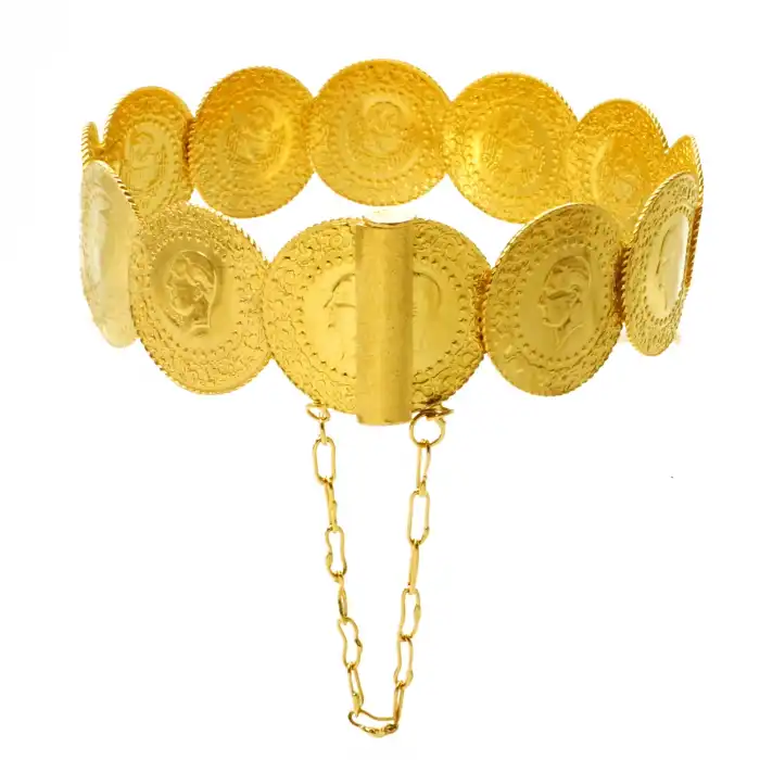 22 Ayar Altın 12 Çeyrekli Kasnak Kelepçe Bilezik
