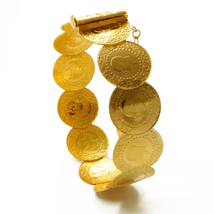 22 Ayar Altın 12 Çeyrekli Kasnak Kelepçe Bilezik