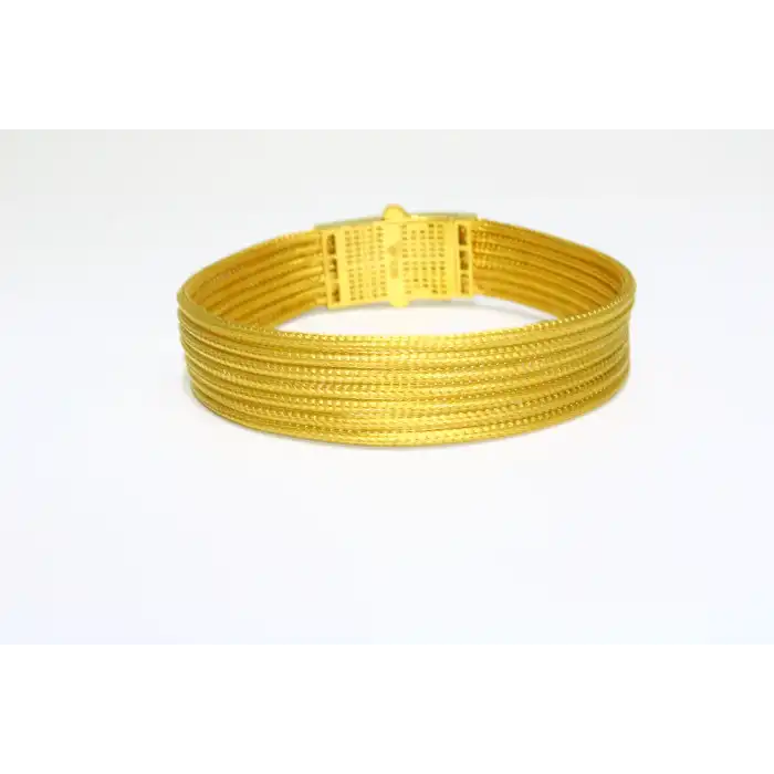 22 Ayar Altın Taşlı Trabzon Hasırı Modeli Kelepçe Bilezik 25.85 GR KLP1220