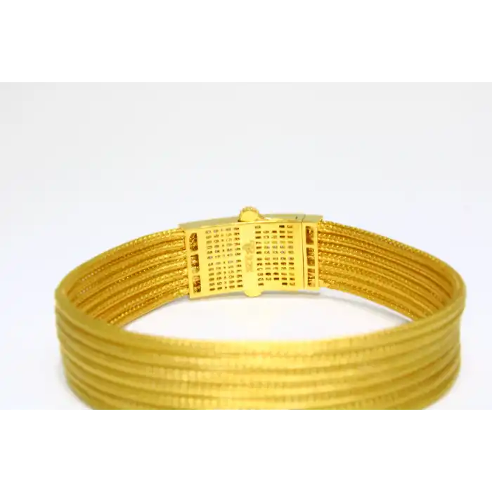 22 Ayar Altın Taşlı Trabzon Hasırı Modeli Kelepçe Bilezik 25.85 GR KLP1220