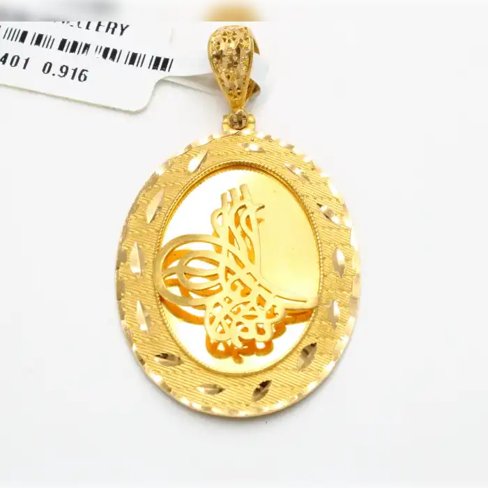 22 Ayar Ayna Tasarım Tuğralı Kolye Ucu