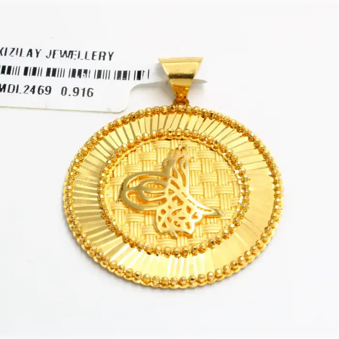 22 Ayar Aynalı Tasarım Kolye Ucu