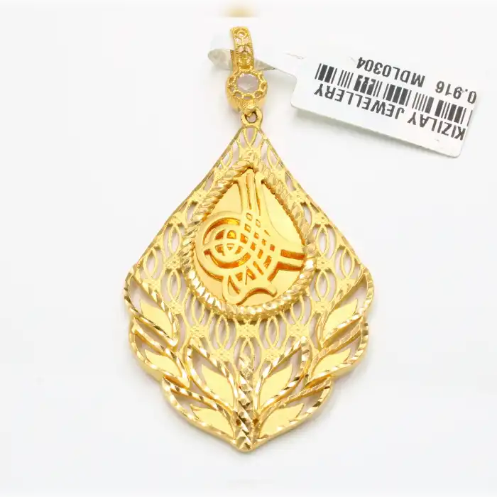 22 Ayar Başak Tasarım Aynalı Tuğra Kolye Ucu