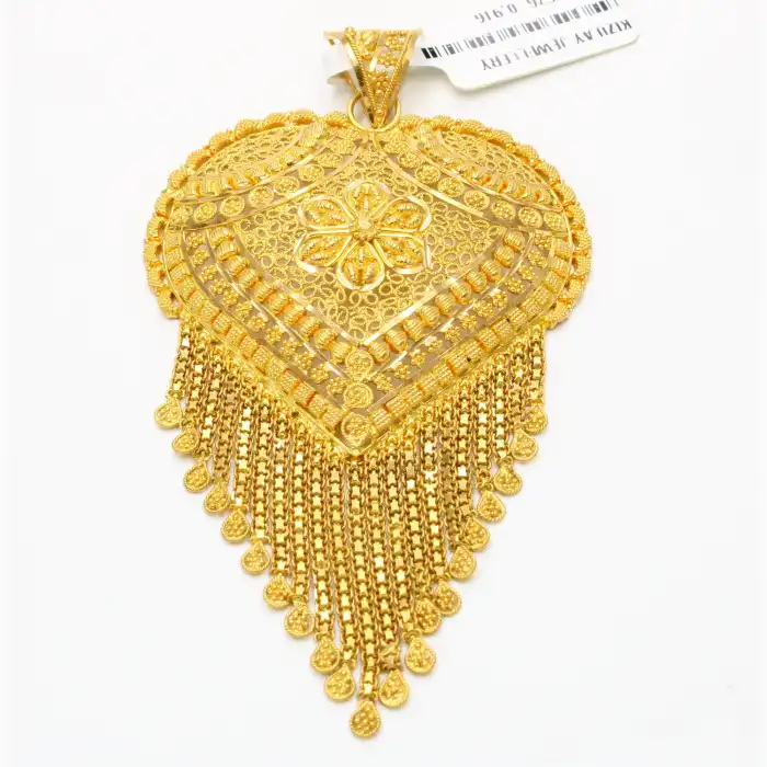 22 Ayar Çiçek Desenli Hint Kolye