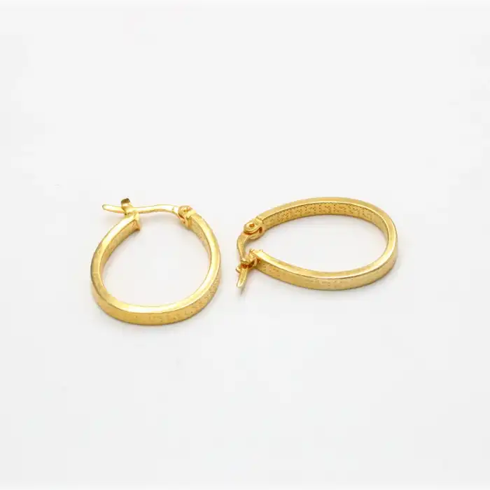 22 Ayar Desenli Oval Küpe