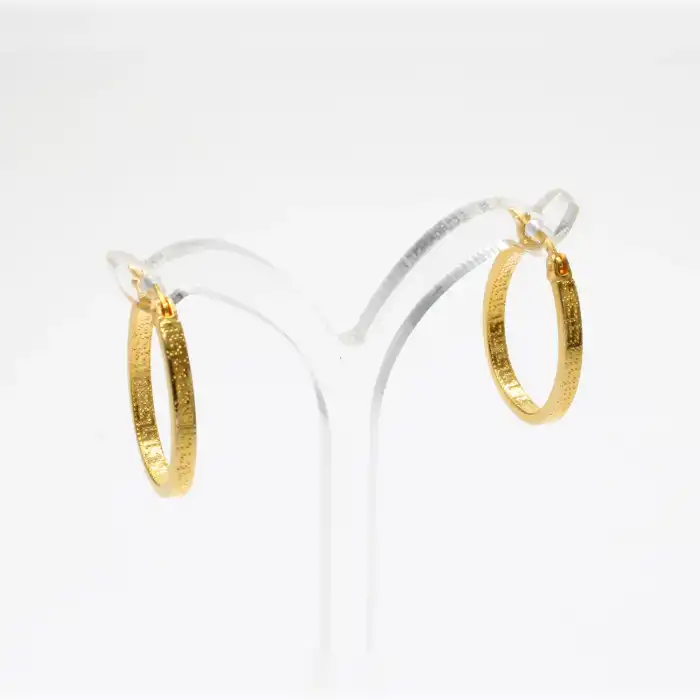 22 Ayar Desenli Oval Küpe