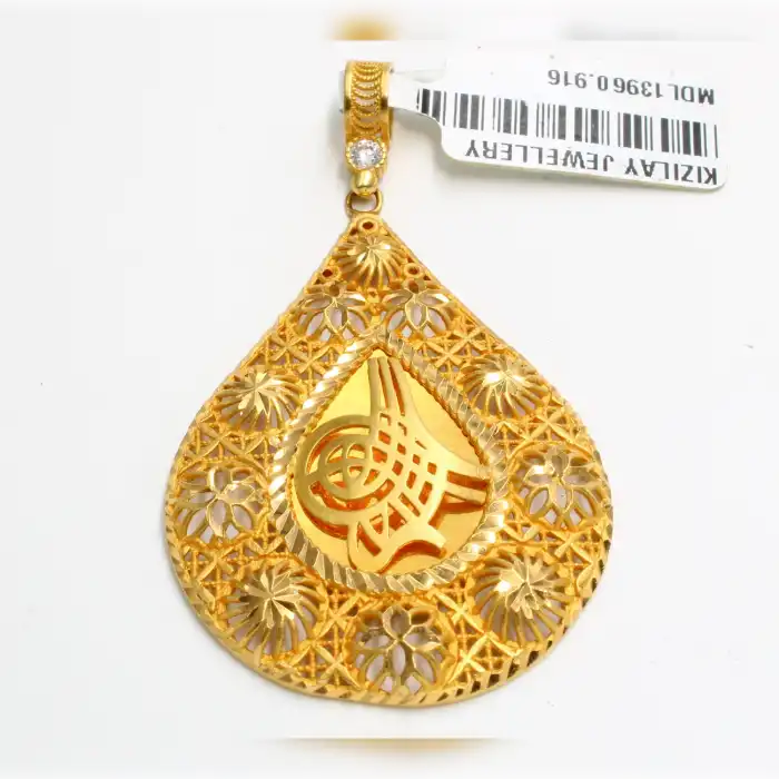 22 Ayar Desenli Tuğra Kolye Ucu