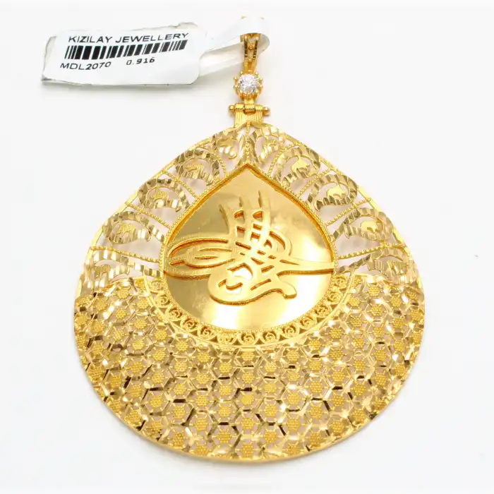22 Ayar Desenli Tuğra Kolye Ucu