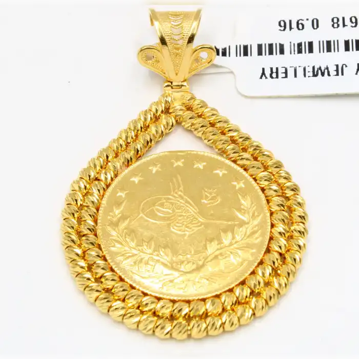 22 Ayar Dorika Desenli Reşat Kolye Ucu