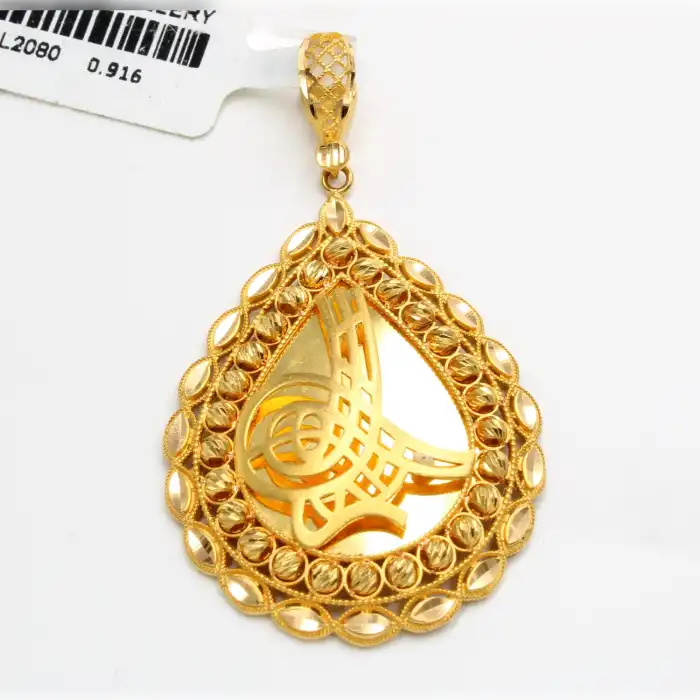 22 Ayar Dorikalı Aynalı Tuğra Kolye Ucu
