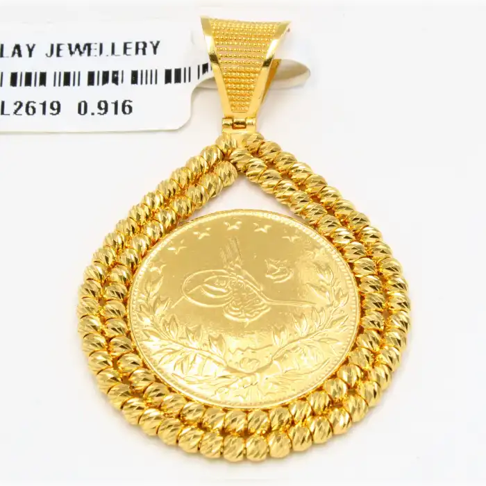 22 Ayar Dorikalı Oval Kolye Ucu