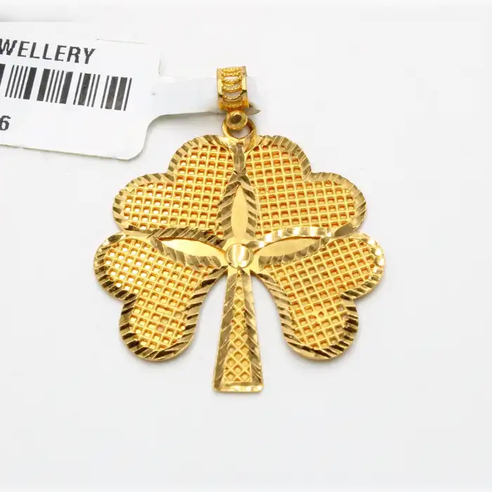 22 Ayar Kalp Model Yonca Kolye Ucu