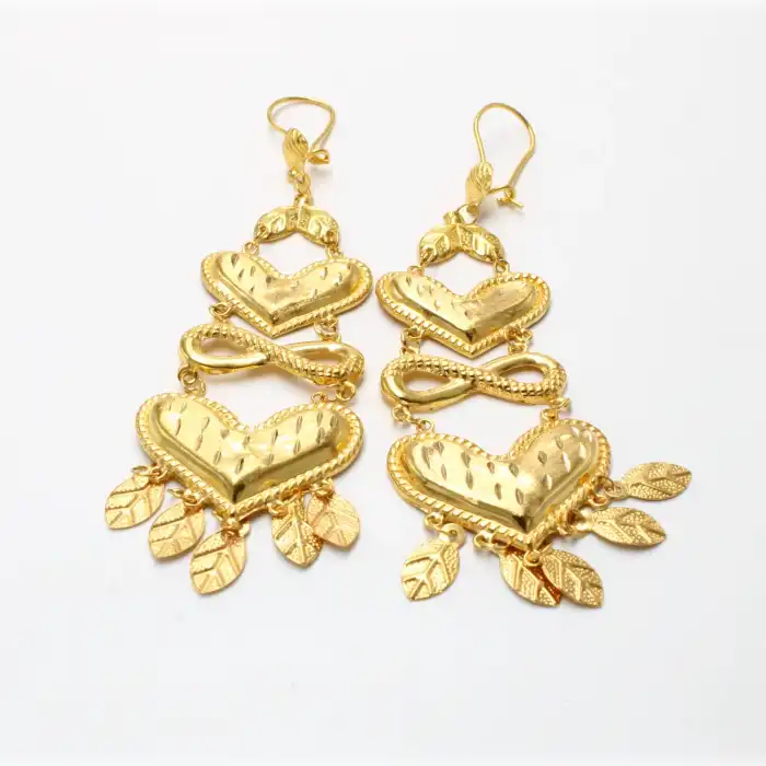 22 Ayar Kalp-Sonsuzluk Model Sallama Küpe