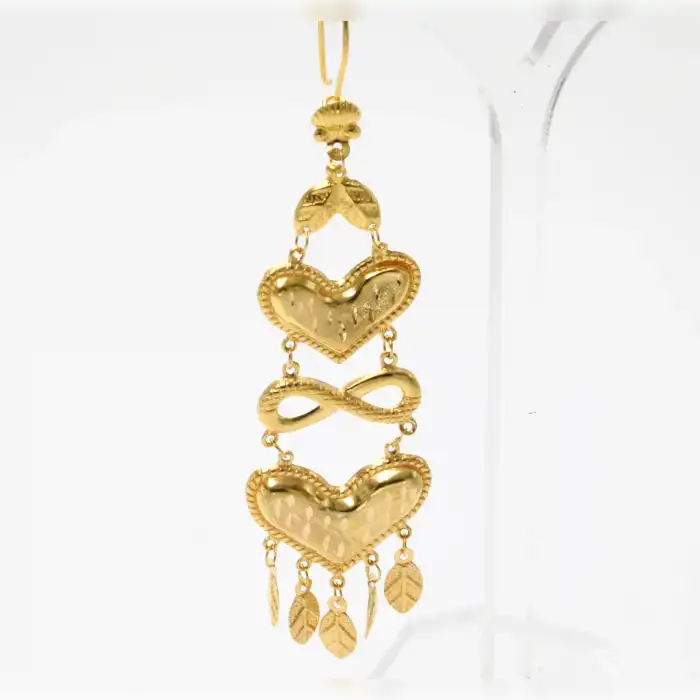 22 Ayar Kalp-Sonsuzluk Model Sallama Küpe