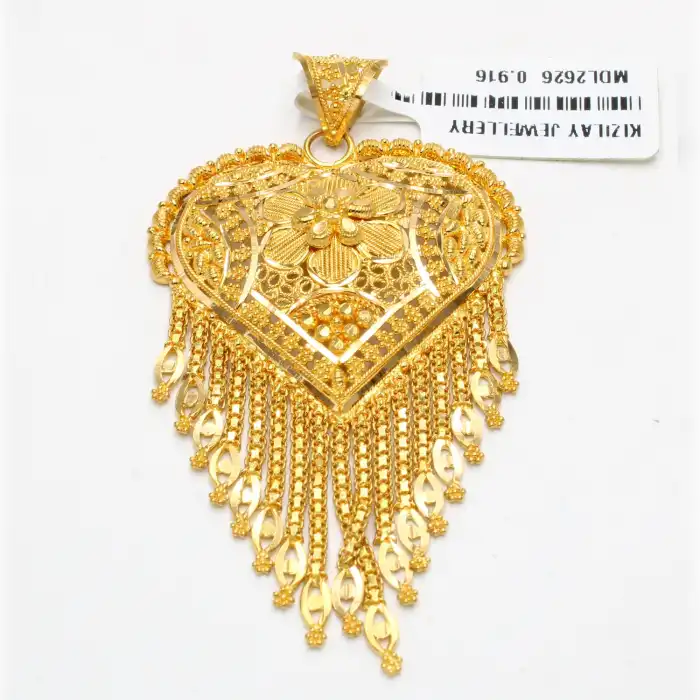 22 Ayar Kalp Tasarım Hint Kolye Ucu