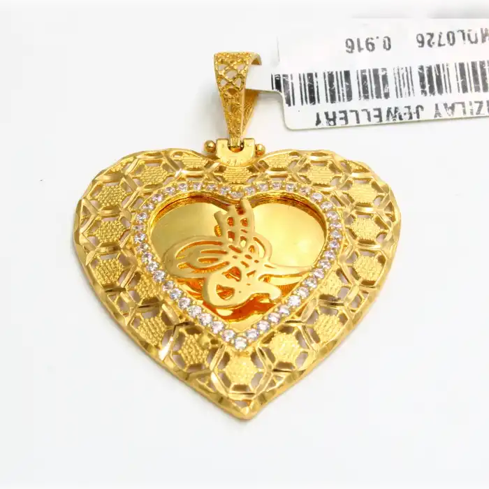 22 Ayar Kalp Tasarım Kolye Ucu