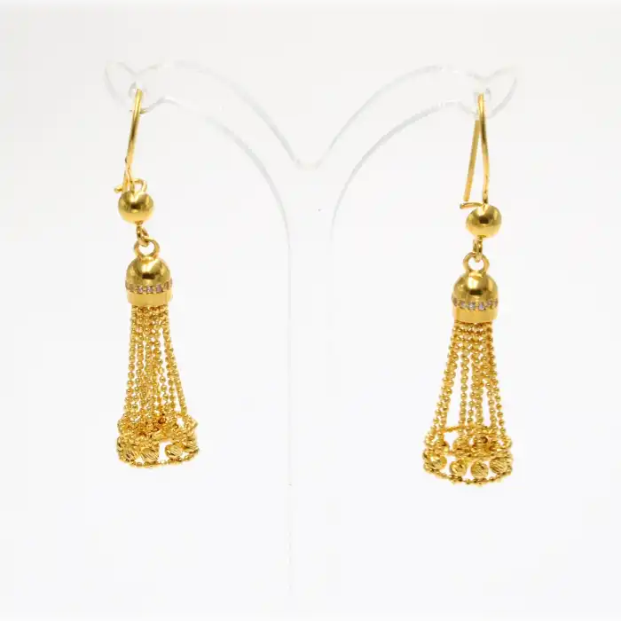 22 Ayar Kandil Model Püsküllü Küpe