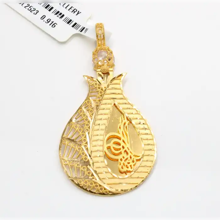 22 Ayar Lale Tasarım Tuğra Kolye Ucu